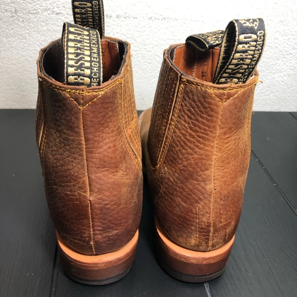 Besserro Brown Nubuck Leather Square-Toe Ankle Boots 38